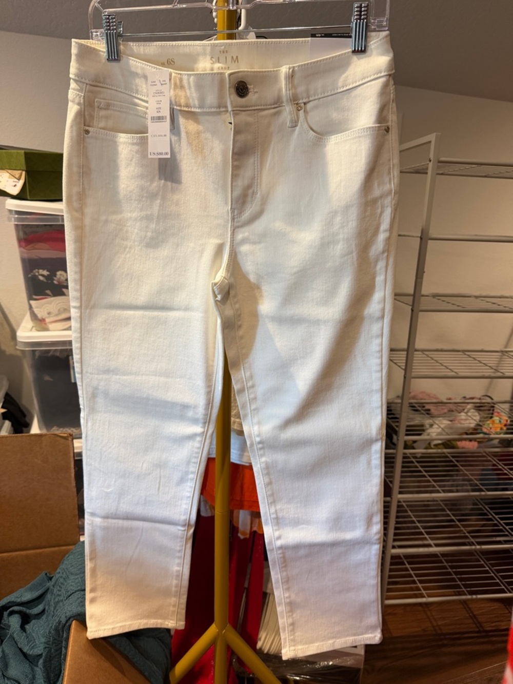 White House Black Market Slim Crop Ankle Jeans in White